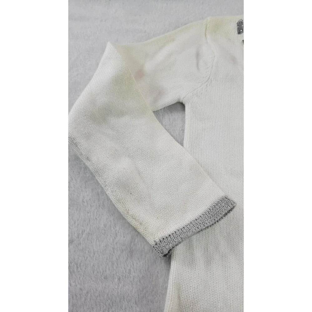 ​Laura Ashley Kids White Cardigan with Silver Trim & Rhinestone Buttons L/G 6X